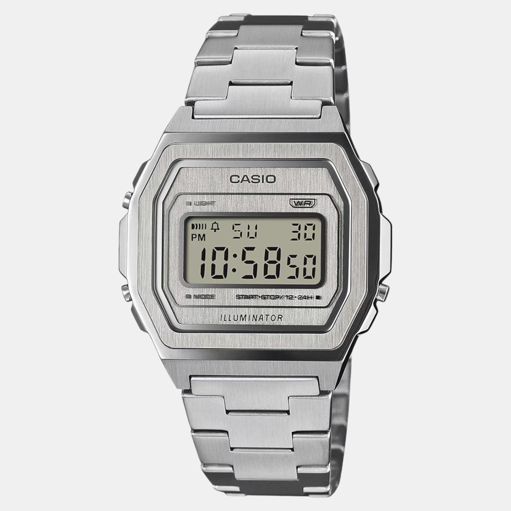 Vintage Unisex Quartz Silver Dial Digital Stainless Steel Watch D364