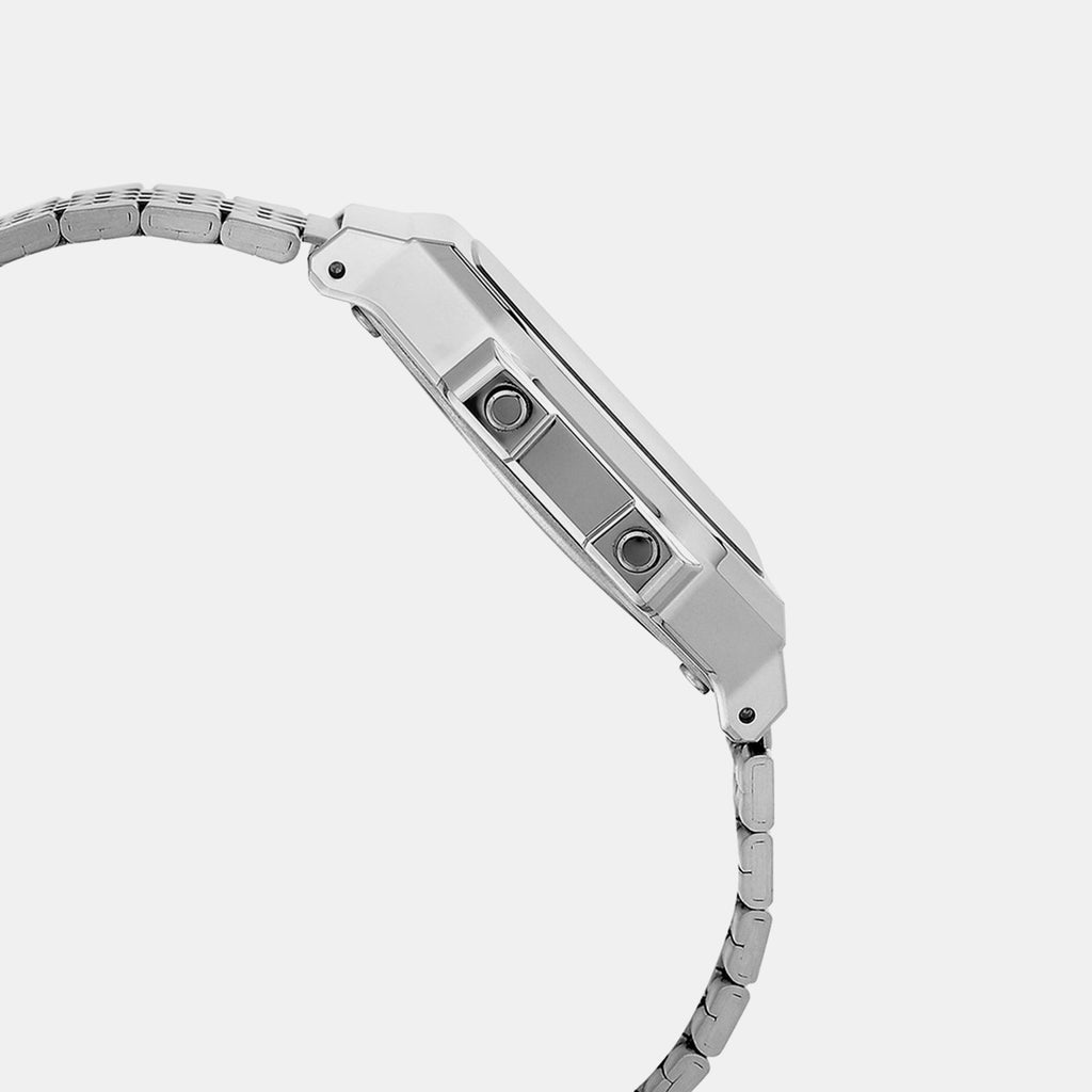 Vintage Unisex Quartz Black Dial Digital Stainless Steel Watch D365