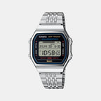 Vintage Unisex Quartz Black Dial Digital Stainless Steel Watch D365