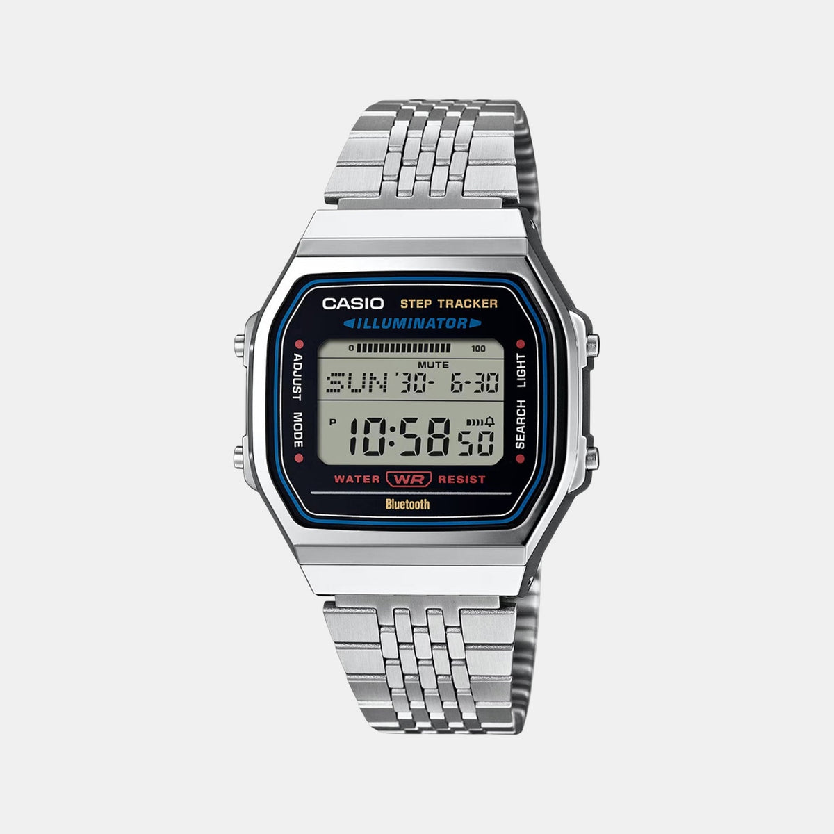 Vintage Unisex Quartz Black Dial Digital Stainless Steel Watch D365