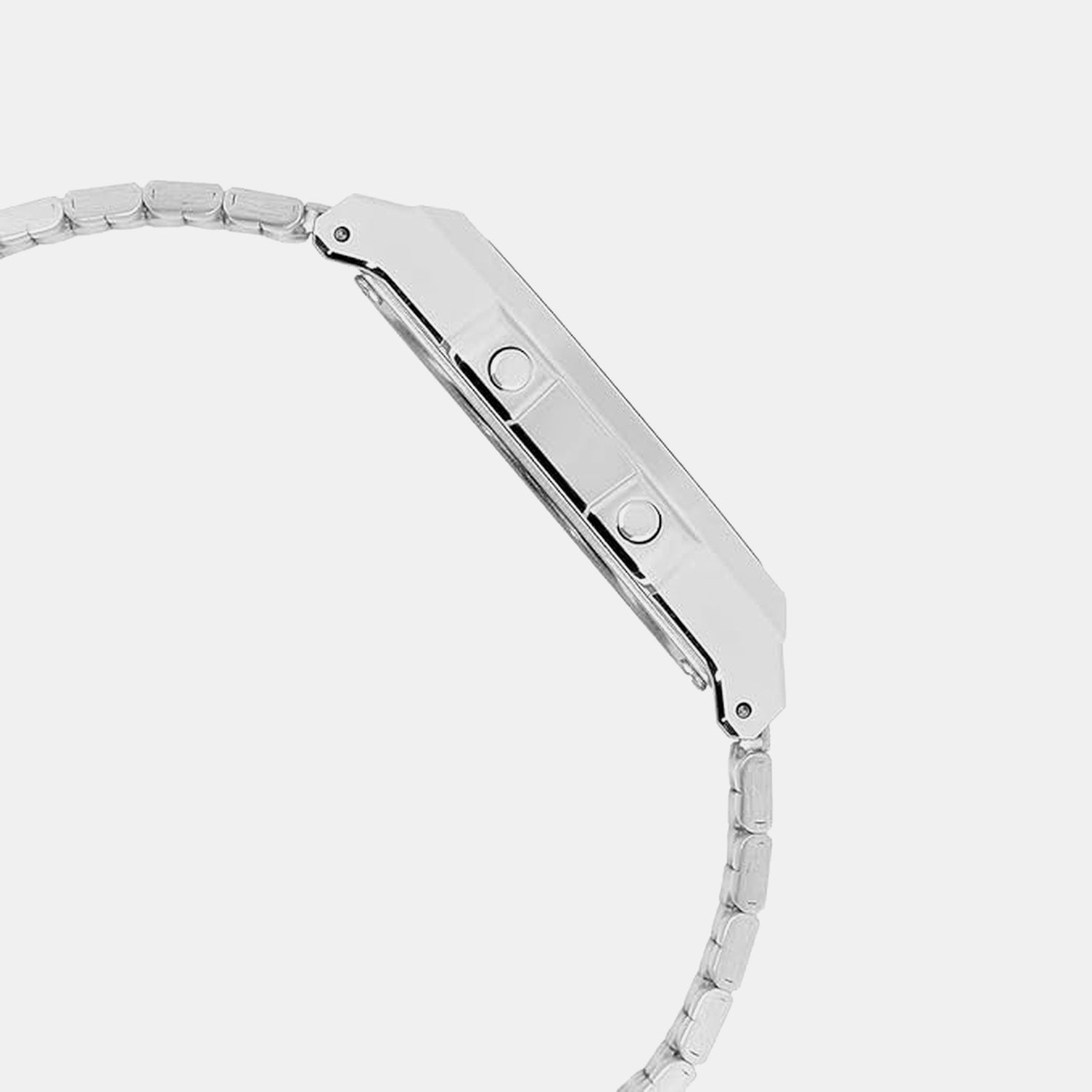 Vintage Unisex Quartz Black Dial Digital Stainless Steel Watch D366