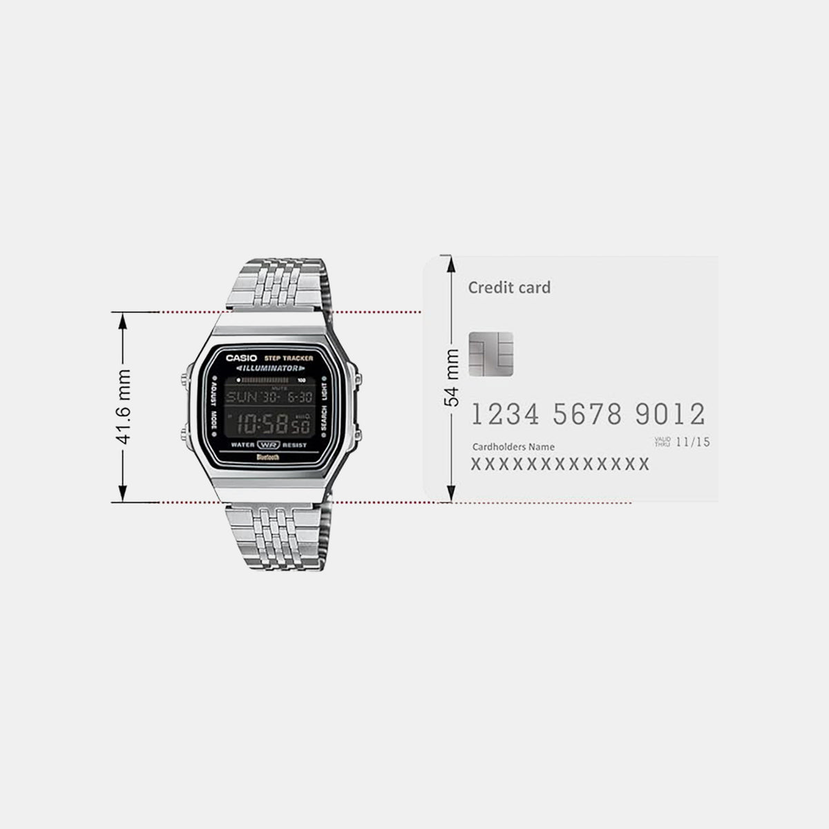 Vintage Unisex Quartz Black Dial Digital Stainless Steel Watch D366