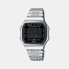 Vintage Unisex Quartz Black Dial Digital Stainless Steel Watch D366