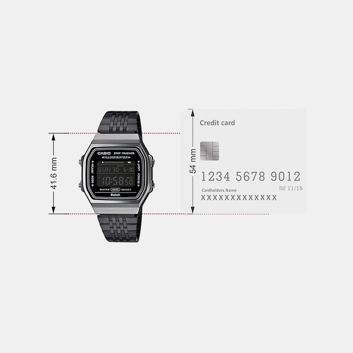 Vintage Unisex Quartz Black Dial Digital Stainless Steel Watch D367