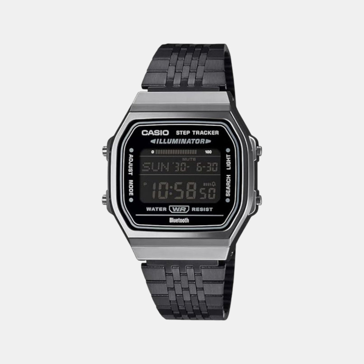 Vintage Unisex Quartz Black Dial Digital Stainless Steel Watch D367