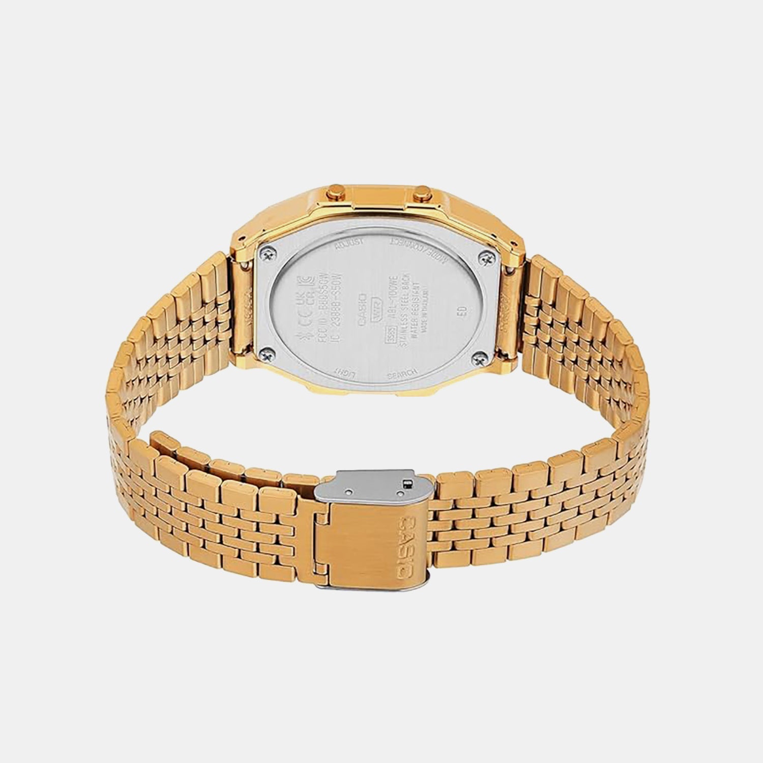 Vintage Unisex Quartz Gold Dial Digital Stainless Steel Watch D368