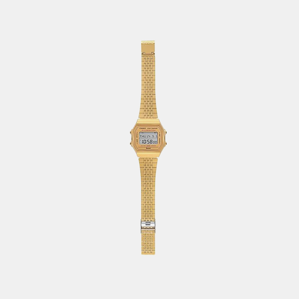 Vintage Unisex Quartz Gold Dial Digital Stainless Steel Watch D368