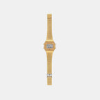 Vintage Unisex Quartz Gold Dial Digital Stainless Steel Watch D368