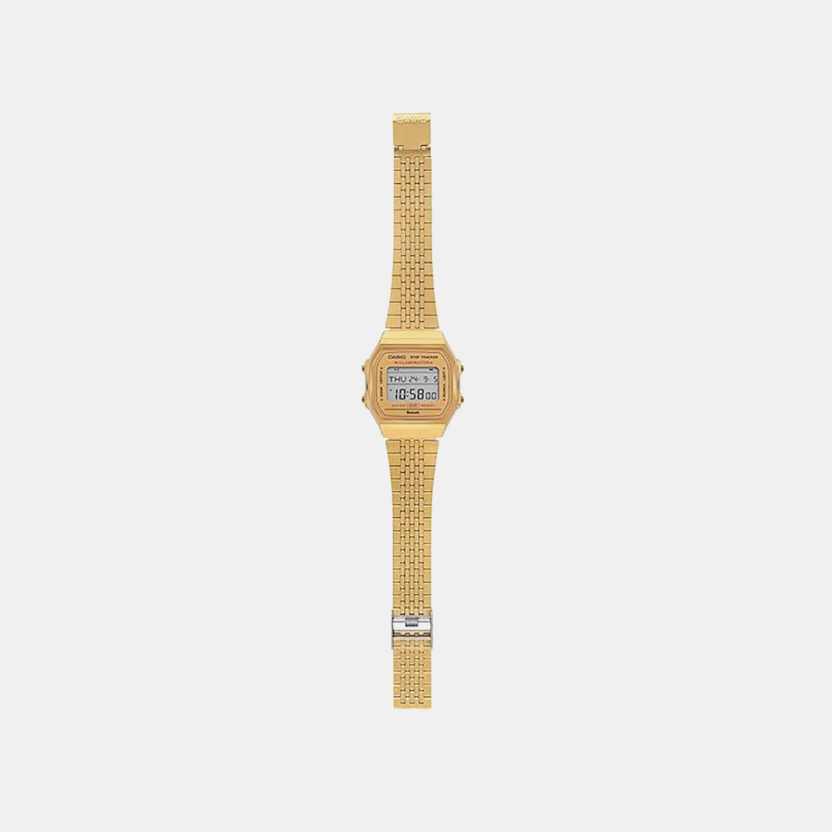 Vintage Unisex Quartz Gold Dial Digital Stainless Steel Watch D368