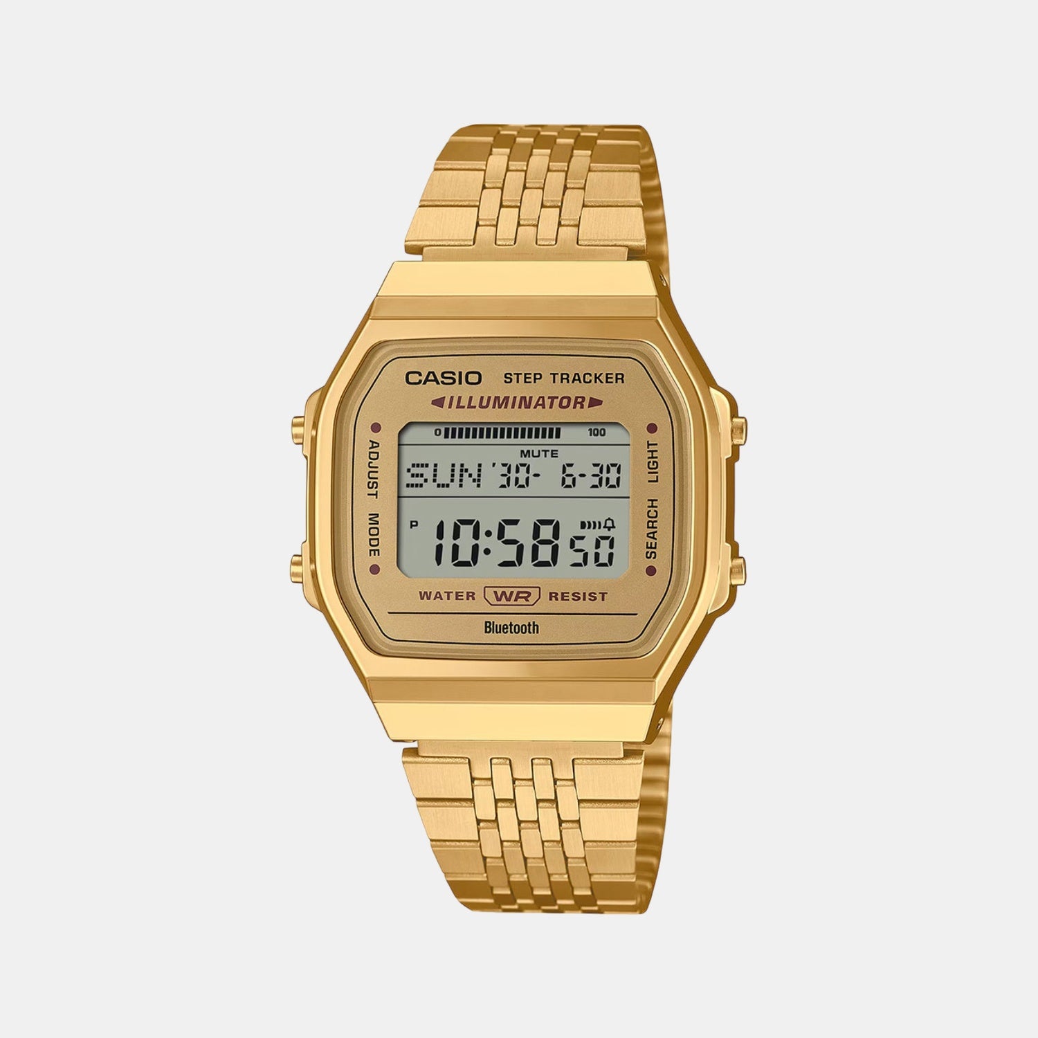 Vintage Unisex Quartz Gold Dial Digital Stainless Steel Watch D368