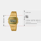 Vintage Unisex Quartz Gold Dial Digital Stainless Steel Watch D377