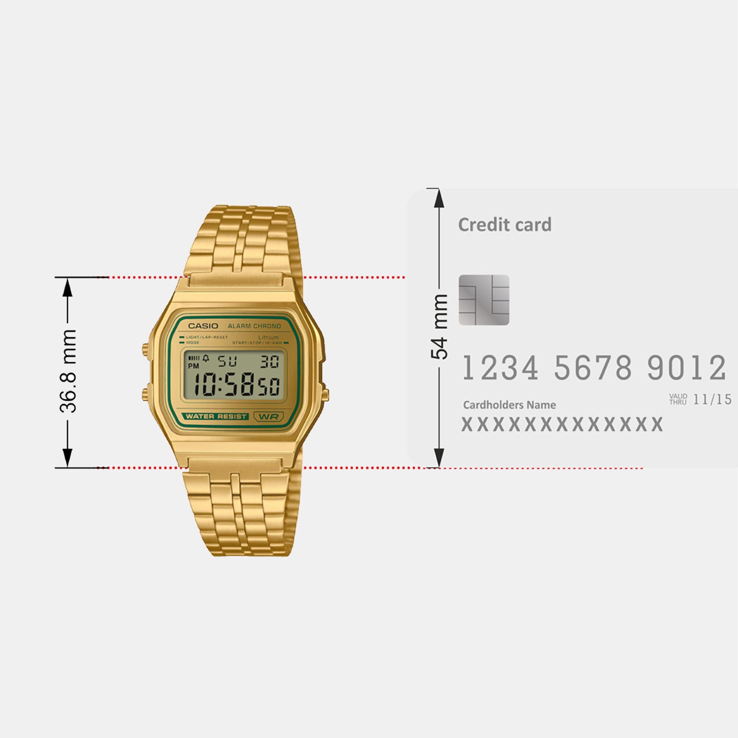 Vintage Unisex Quartz Gold Dial Digital Stainless Steel Watch D377