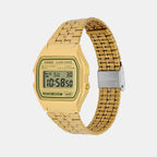 Vintage Unisex Quartz Gold Dial Digital Stainless Steel Watch D377