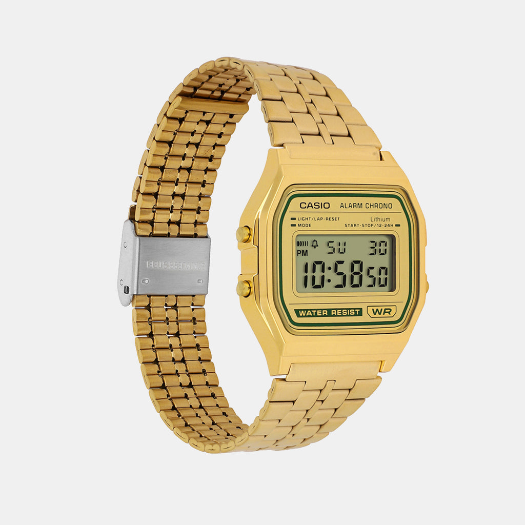 Vintage Unisex Quartz Gold Dial Digital Stainless Steel Watch D377