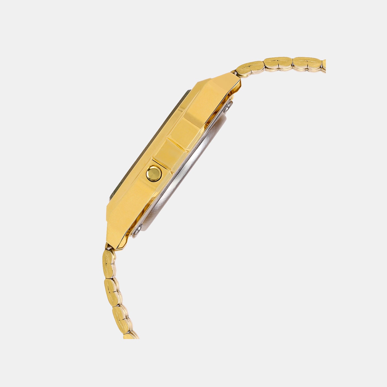 Vintage Unisex Quartz Gold Dial Digital Stainless Steel Watch D377