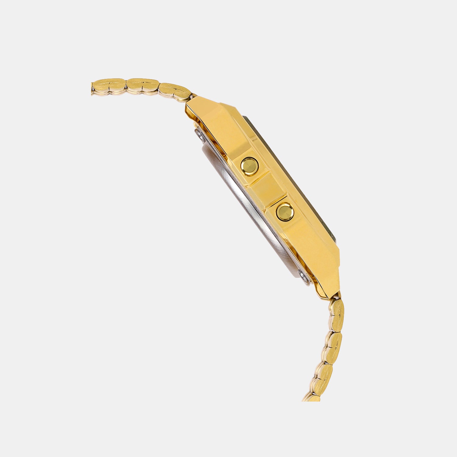 Vintage Unisex Quartz Gold Dial Digital Stainless Steel Watch D377