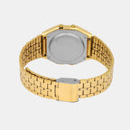 Vintage Unisex Quartz Gold Dial Digital Stainless Steel Watch D377
