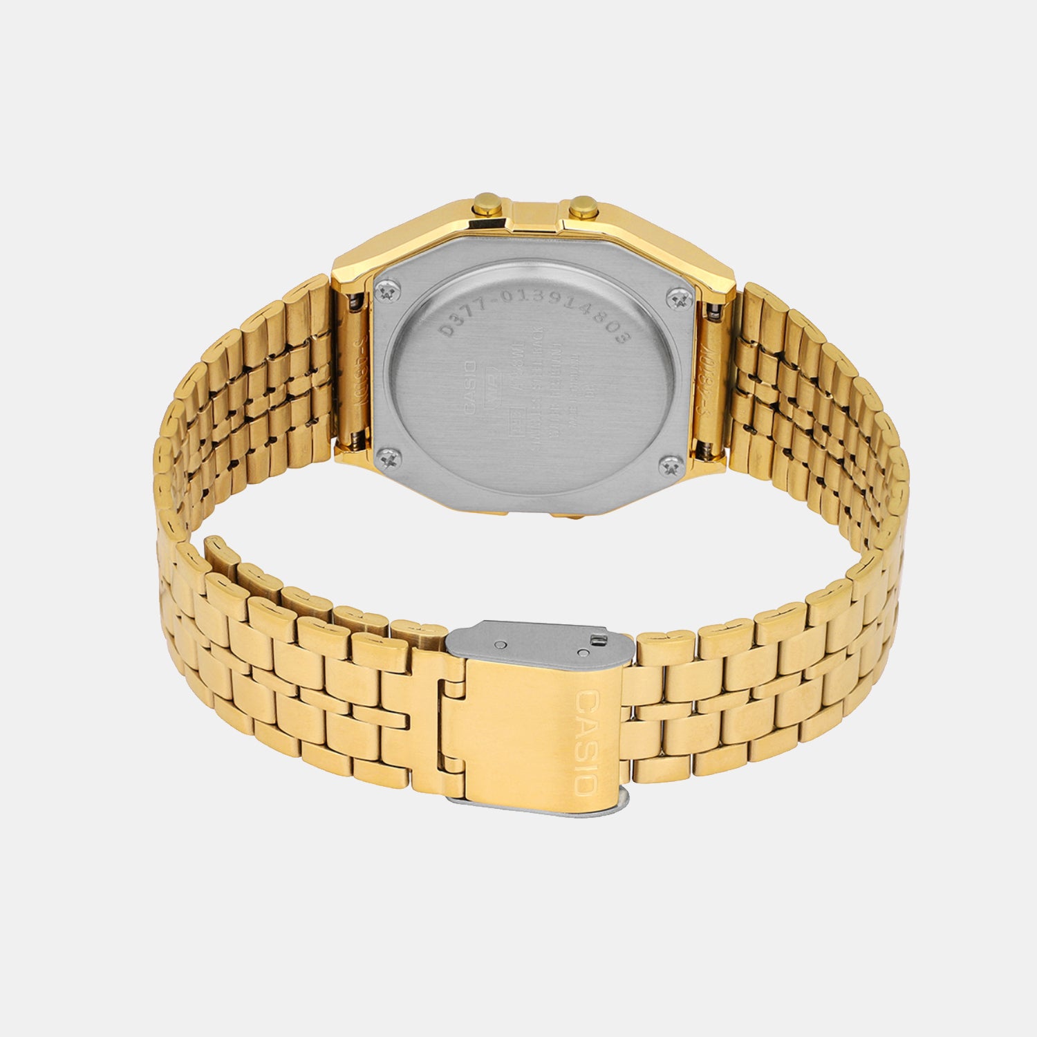 Vintage Unisex Quartz Gold Dial Digital Stainless Steel Watch D377