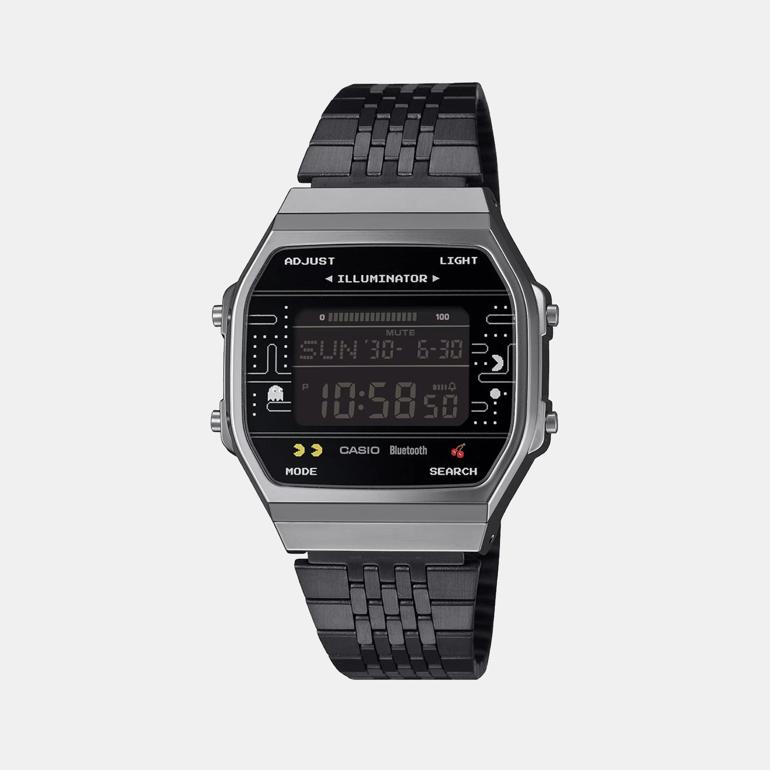 Vintage Unisex Quartz Black Dial Digital Stainless Steel Watch D381