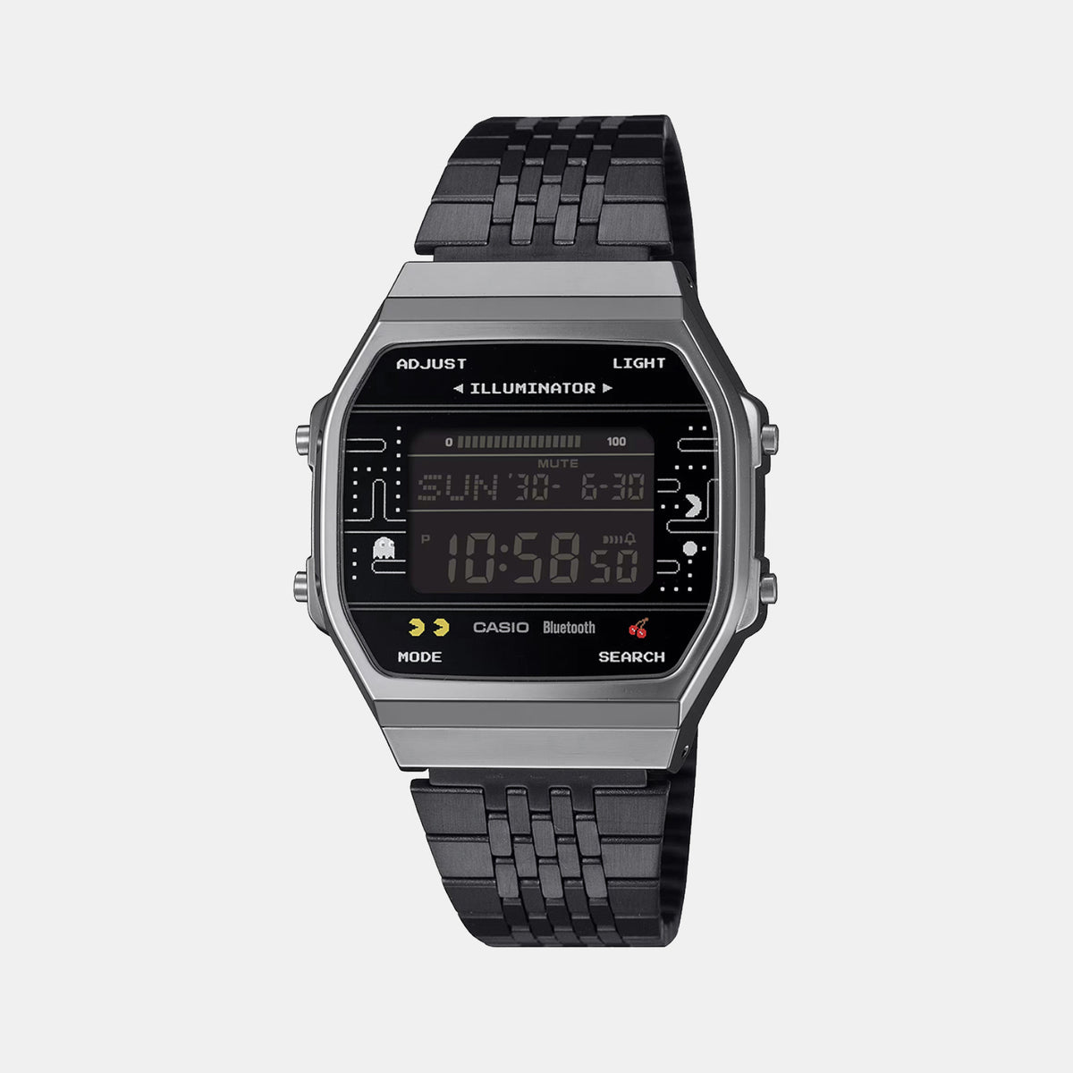 Vintage Unisex Quartz Black Dial Digital Stainless Steel Watch D381