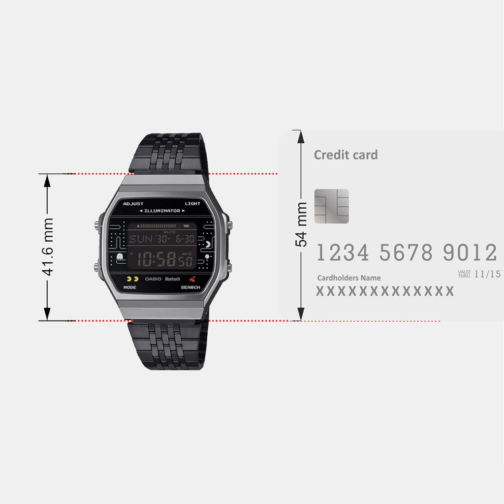 Vintage Unisex Quartz Black Dial Digital Stainless Steel Watch D381