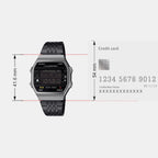 Vintage Unisex Quartz Black Dial Digital Stainless Steel Watch D381