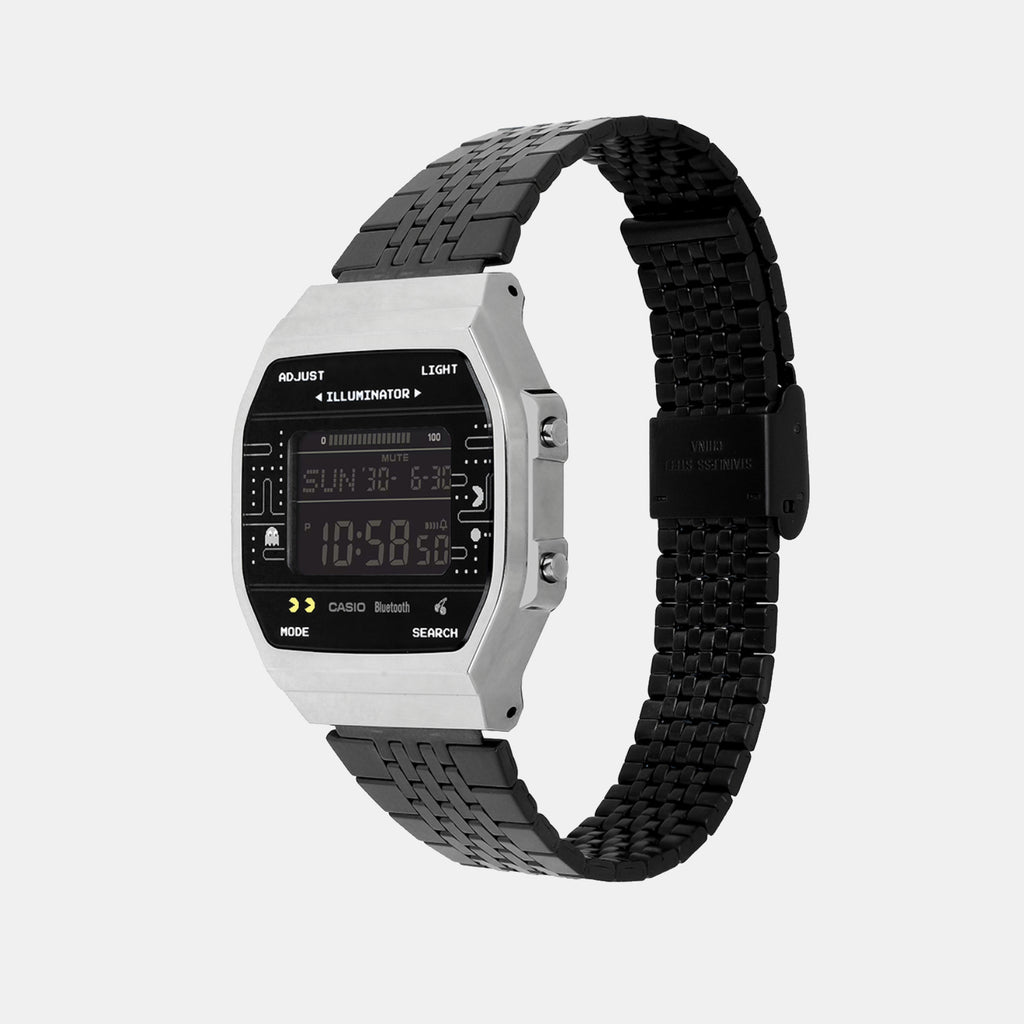 Vintage Unisex Quartz Black Dial Digital Stainless Steel Watch D381