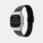 Vintage Unisex Quartz Black Dial Digital Stainless Steel Watch D381