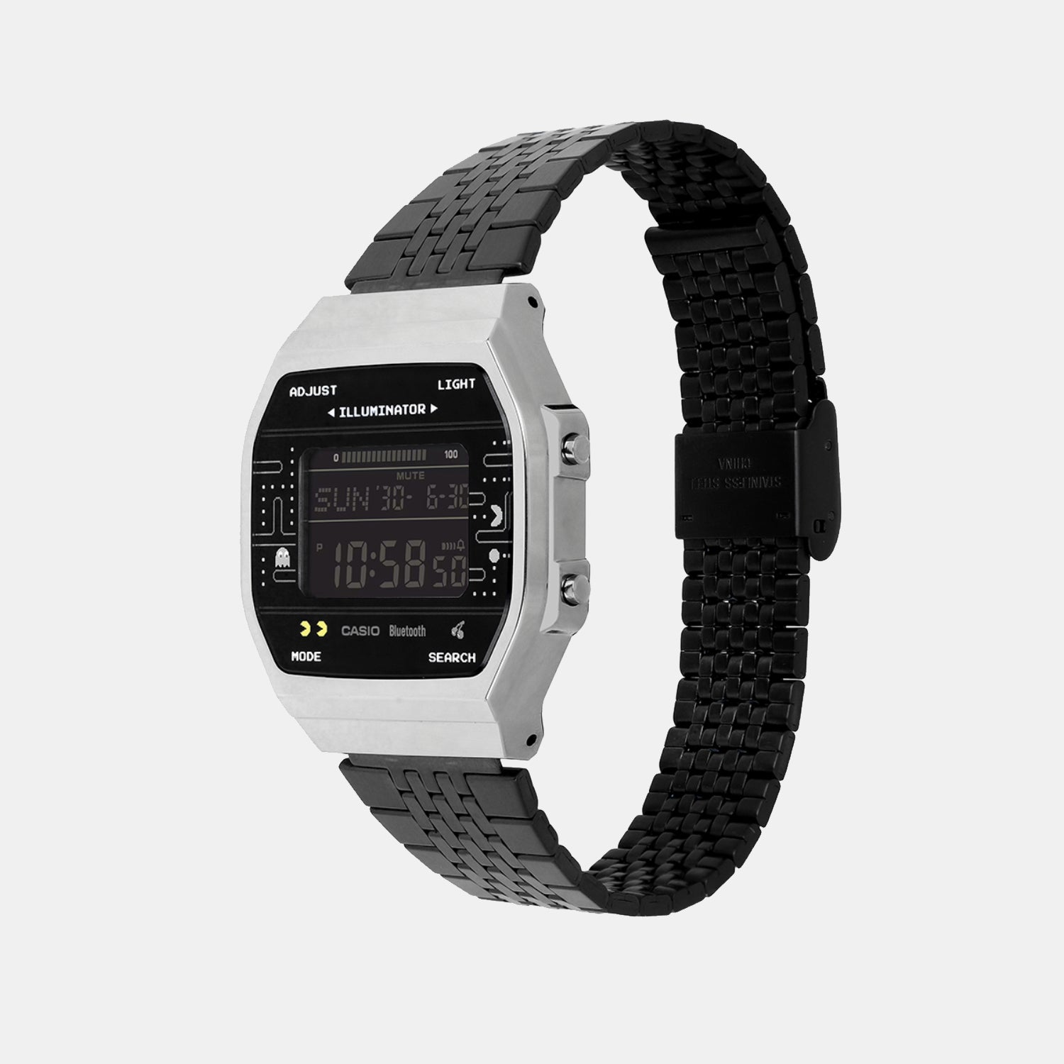 Vintage Unisex Quartz Black Dial Digital Stainless Steel Watch D381