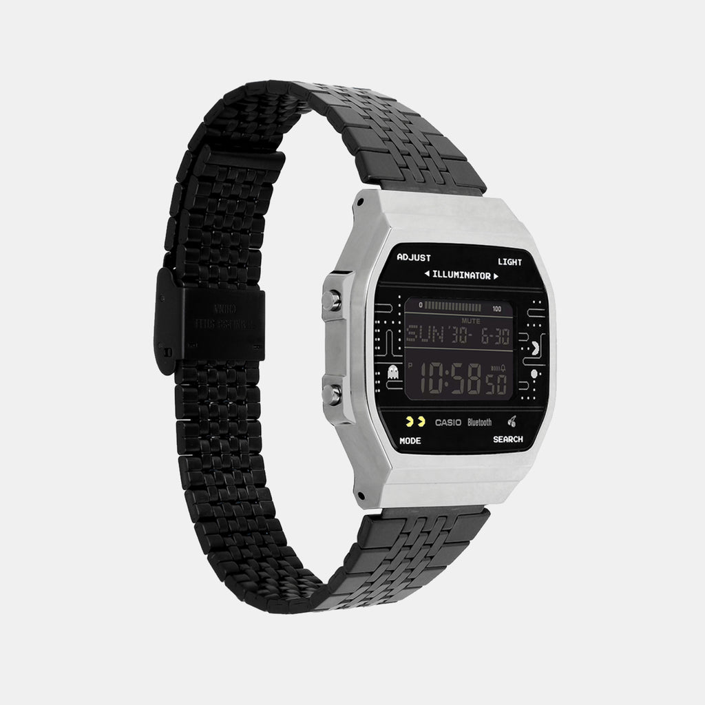 Vintage Unisex Quartz Black Dial Digital Stainless Steel Watch D381