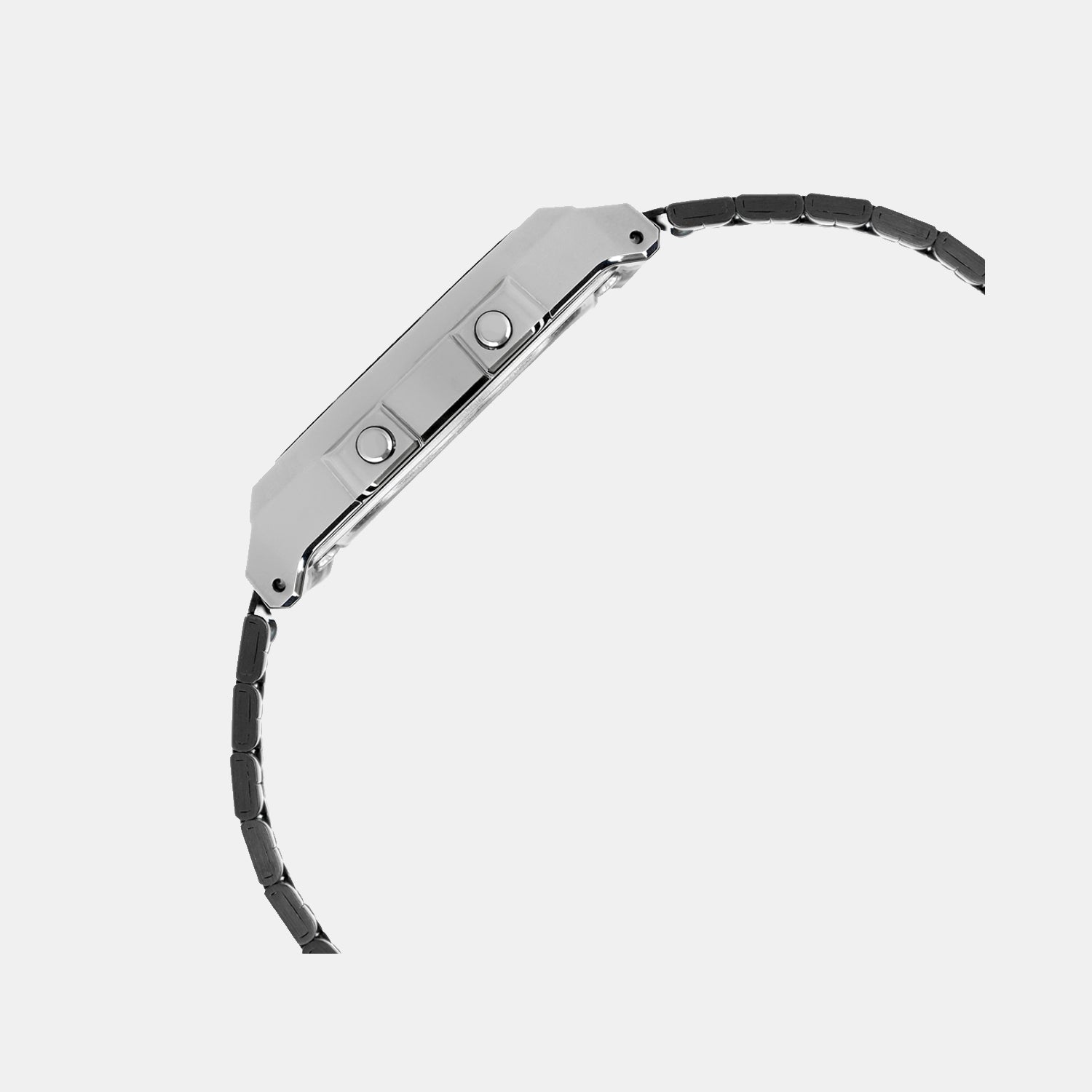 Vintage Unisex Quartz Black Dial Digital Stainless Steel Watch D381