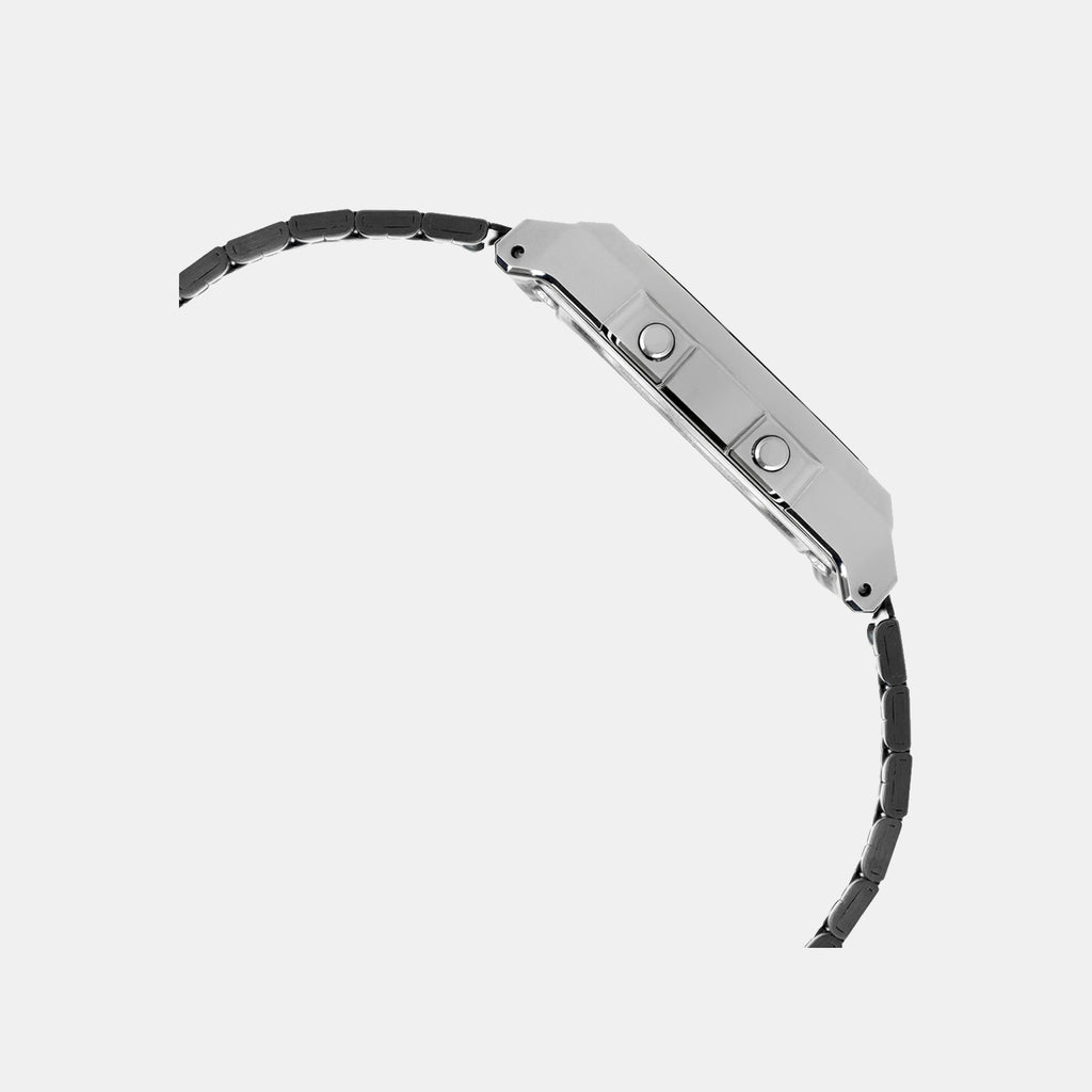 Vintage Unisex Quartz Black Dial Digital Stainless Steel Watch D381