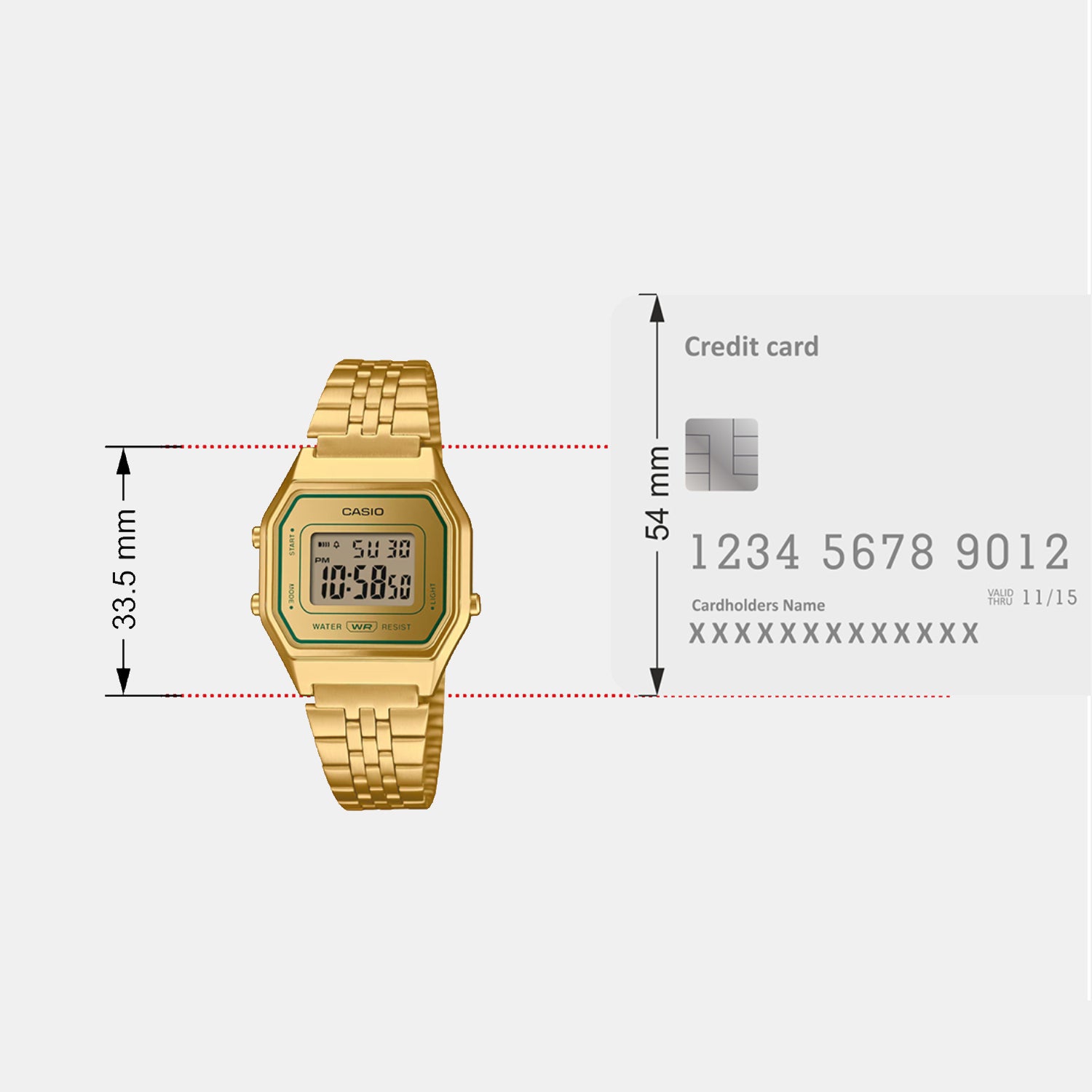 Vintage Women Quartz Gold Dial Digital Stainless Steel Watch D382