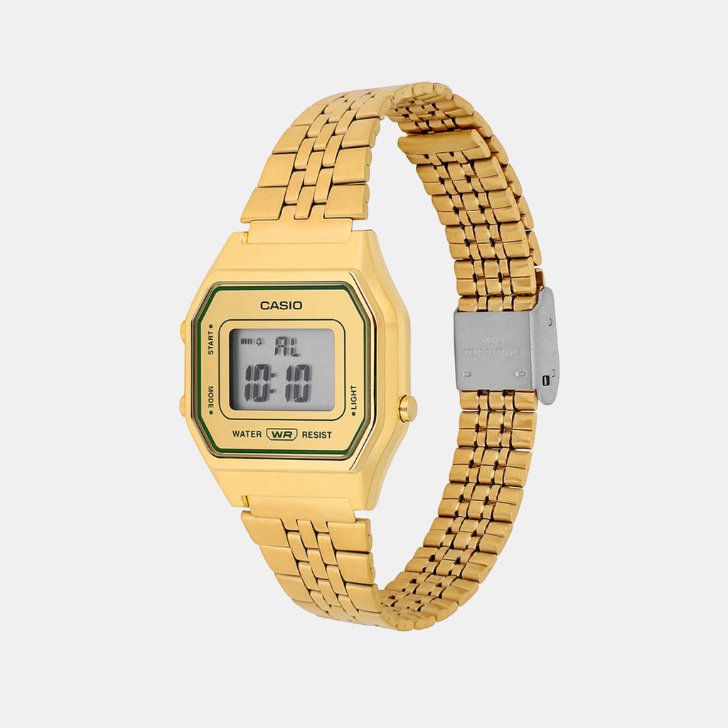 Vintage Women Quartz Gold Dial Digital Stainless Steel Watch D382