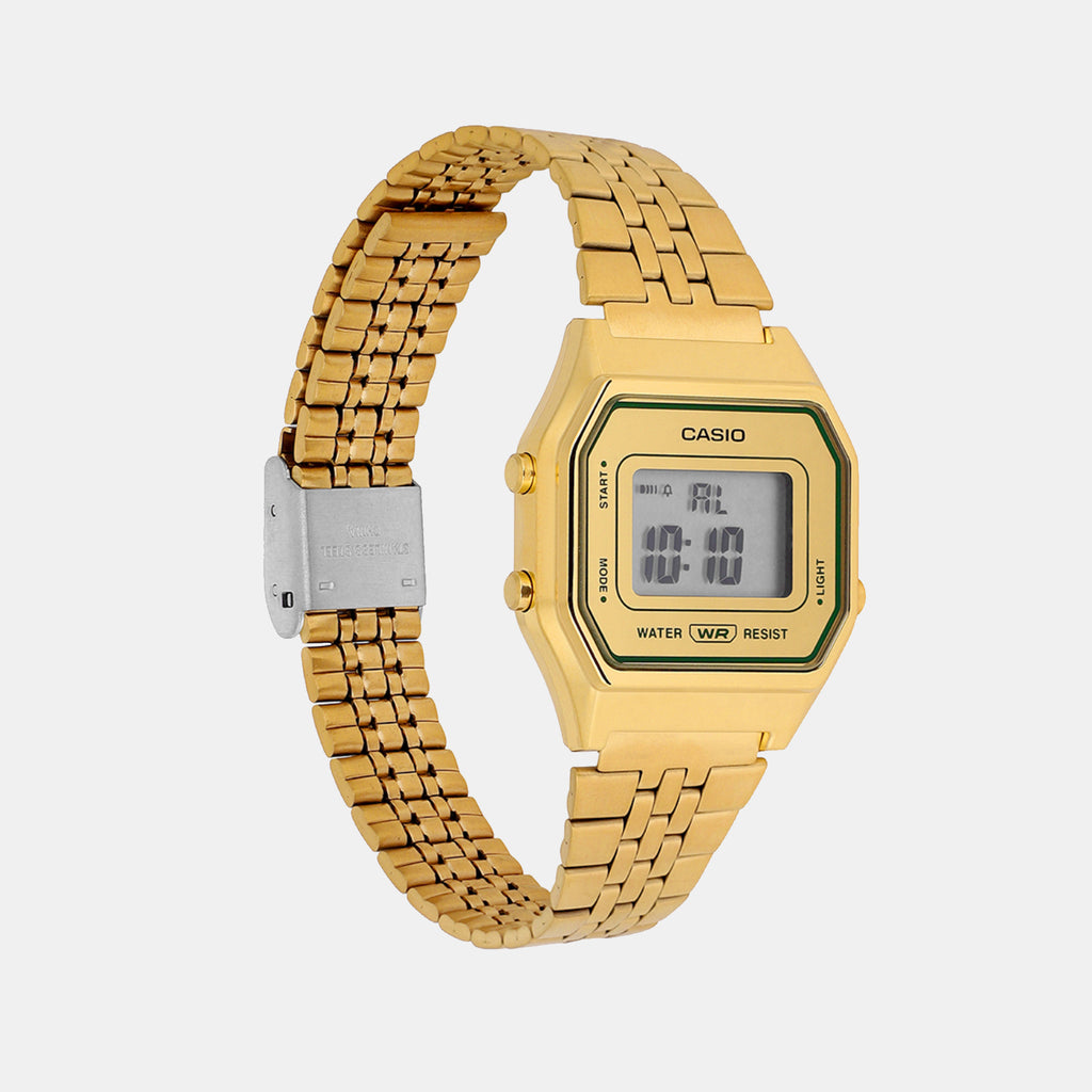 Vintage Women Quartz Gold Dial Digital Stainless Steel Watch D382