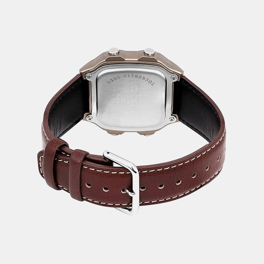 Youth Unisex Quartz Black Dial Digital Leather Watch D383