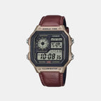 Youth Unisex Quartz Black Dial Digital Leather Watch D383