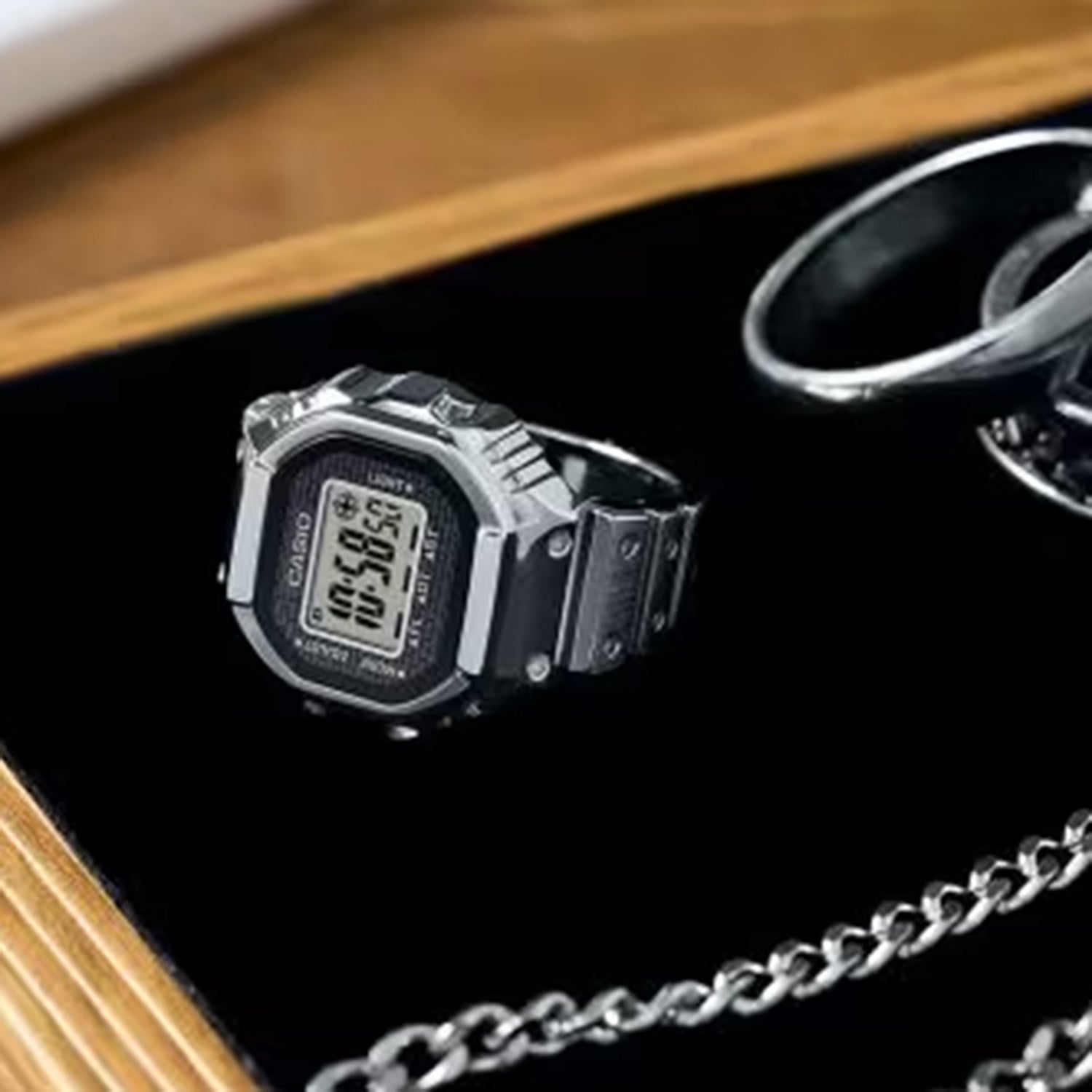 50th Anniversary Men Quartz Black Dial Digital Stainless Steel Ring Watch CRW-001-1DR D385