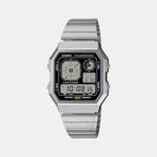 Vintage Unisex Quartz Black Dial Digital Stainless Steel Watch D388