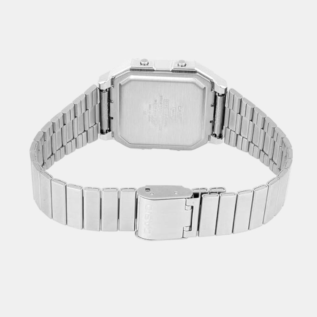 Vintage Unisex Quartz Black Dial Digital Stainless Steel Watch D388