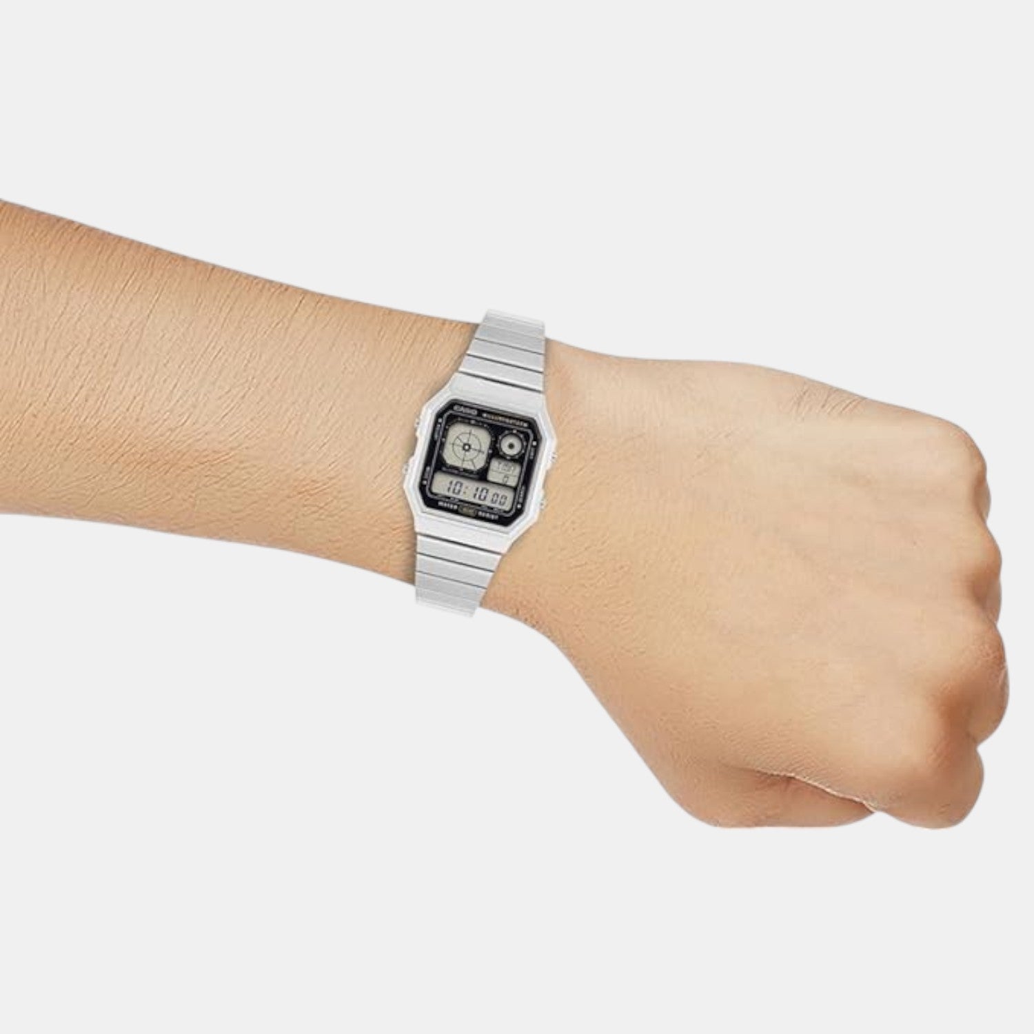 Vintage Unisex Quartz Black Dial Digital Stainless Steel Watch D388