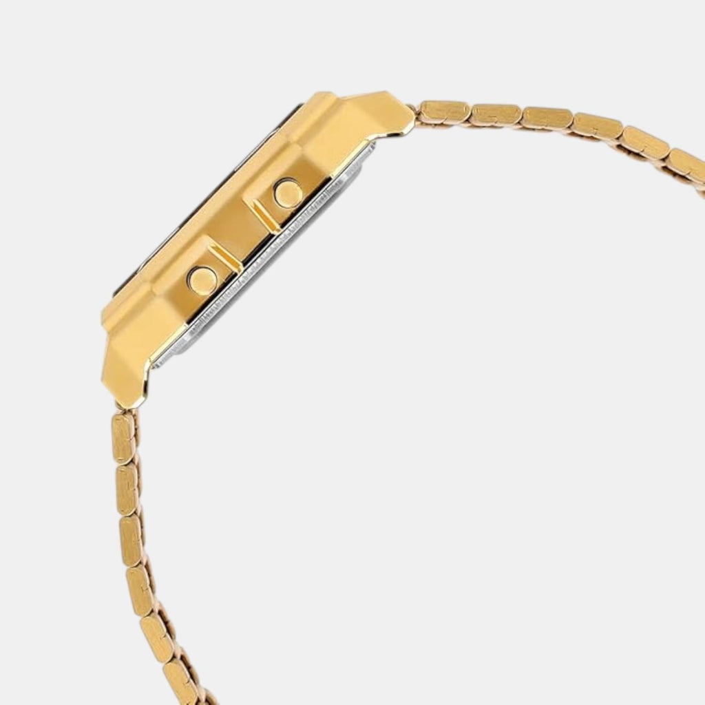 Vintage Unisex Quartz Gold Dial Digital Stainless Steel Watch D390