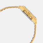 Vintage Unisex Quartz Gold Dial Digital Stainless Steel Watch D390