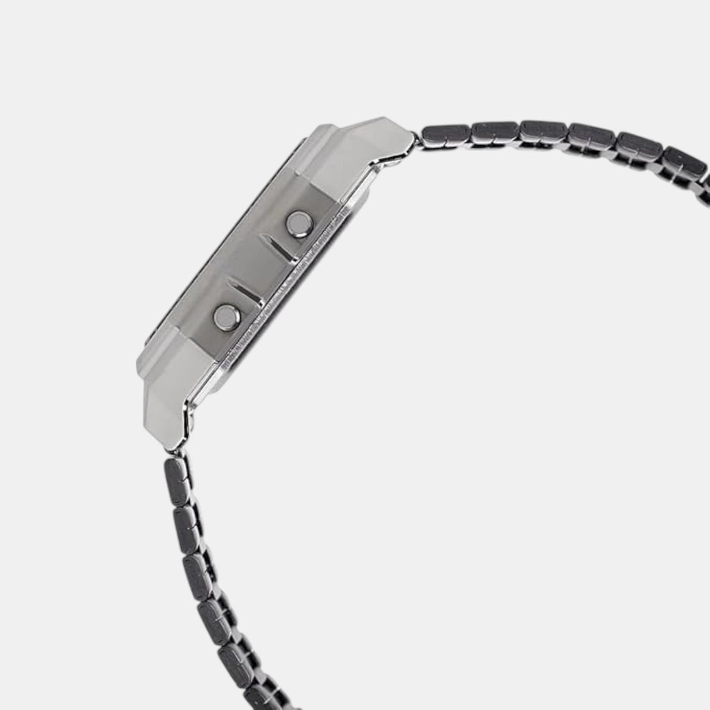 Vintage Unisex Quartz Black Dial Digital Stainless Steel Watch D391