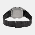 Vintage Unisex Quartz Black Dial Digital Stainless Steel Watch D391