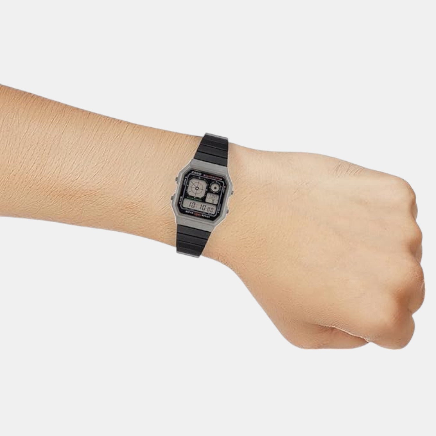 Vintage Unisex Quartz Black Dial Digital Stainless Steel Watch D391