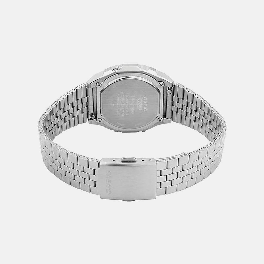 Vintage Unisex Quartz Silver Dial Digital Stainless Steel Watch D400 A1000A-7DF