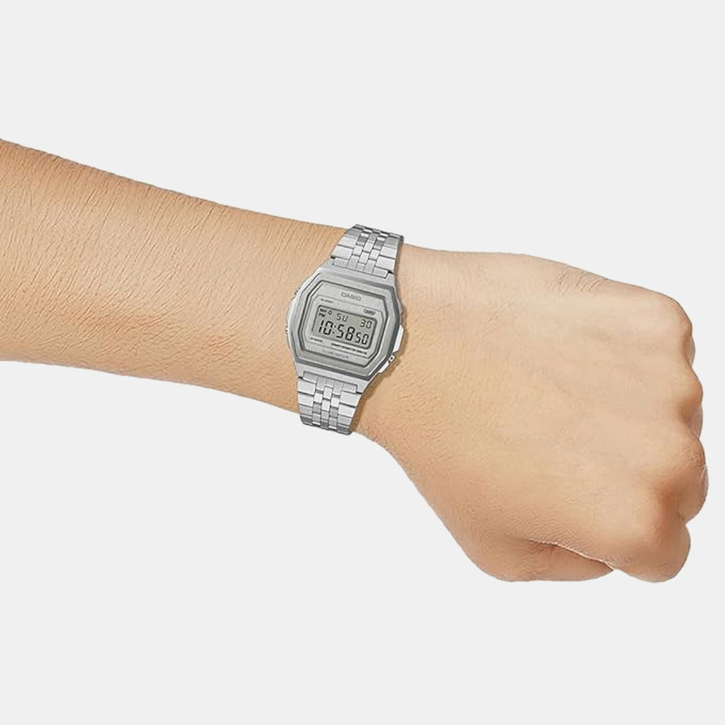 Vintage Unisex Quartz Silver Dial Digital Stainless Steel Watch D400 A1000A-7DF