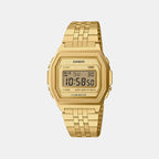 Vintage Unisex Quartz Gold Dial Digital Stainless Steel Watch D401 A1000G-9DF
