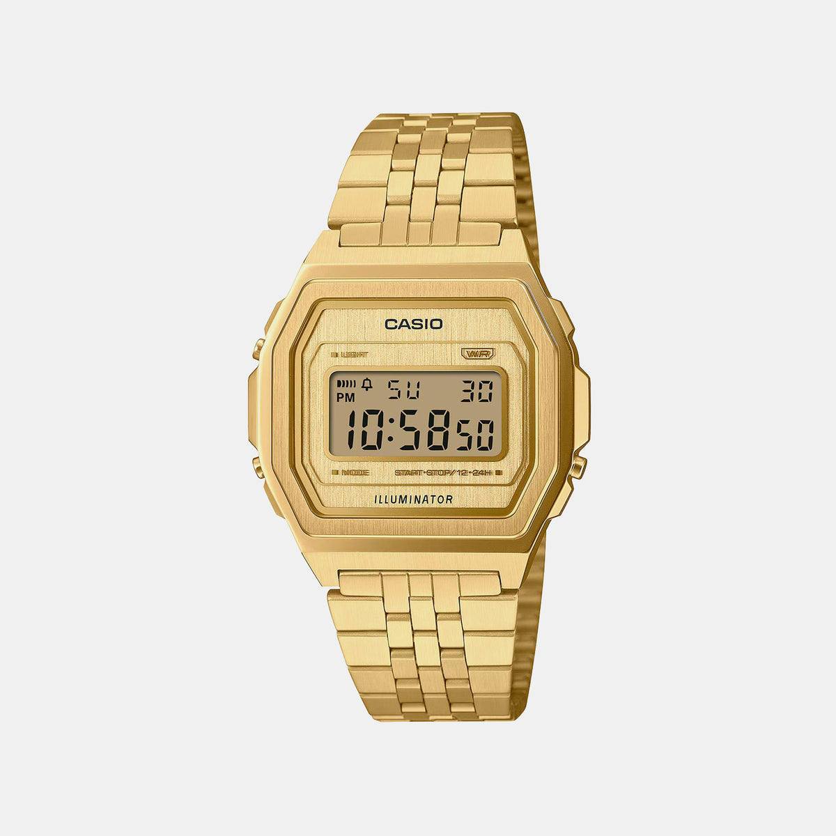 Vintage Unisex Quartz Gold Dial Digital Stainless Steel Watch D401
